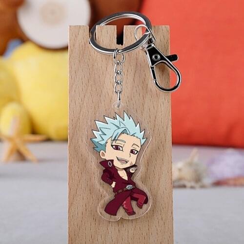Kawaii The Seven Deadly Sins Figure Acrylic Toy Cute Meliodas Hawk Ban Gowther Merlin Keychain Bag Pendant Decor Doll Boy Gifts