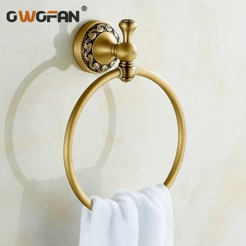 Towel Ring Brass Antique Bronze Hand Towel Holder Retro Bathroom Accessories Ring Towel Holder Black Chrome Home Decoration DG-8