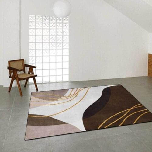Modern Style Yellow Lines Livingroom Carpet Abstract Brown Coffee Simple Bedroom Bedside Area Rugs Study Room Hallway Floor Mat