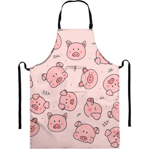 Cute Pig Pink Kitchen Apron for Woman Sleeveless Aprons Home Cooking Baking Bibs Cleaning Tool Unisex BBQ Chef Aprons Waterproof