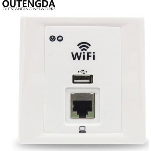 OUTENGDA WPL6036 300Mbs in Wall AP for hotel villa dormitory WiFi, Support Access Controller management, Support USB, RJ45