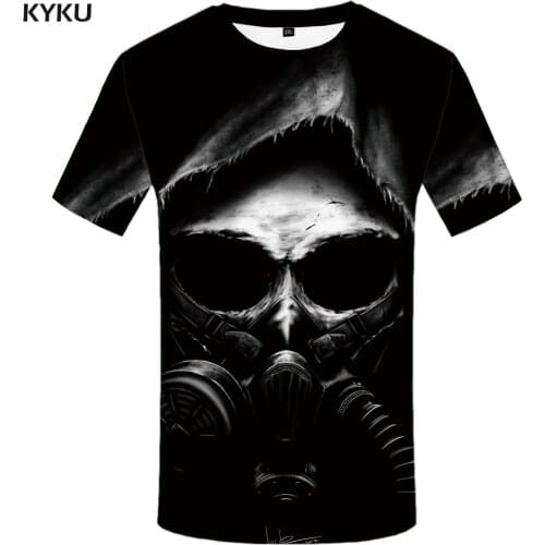 KYKU Brand Skull T shirt Men Hip Hop Shirt Print Punk Rock Anime Clothes Terror Tshirts Casual Street Tshirt Printed