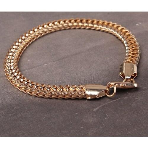 New Fashion Bracelets For Women Men Gold Curb Snail Link Chain Woman Bracelets Hot Party Jewelry Gifts 21cm