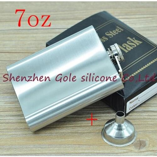 Wholesale 200pcs/lot Mini Portable 7oz Stainless Steel Hip Flask Liquor Whisky Alcohol Cap + Funnel Drinkware Hot Sale Gift