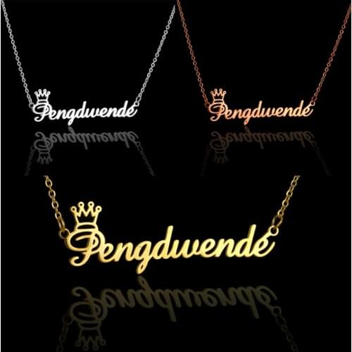 Personalized Name Pendant Necklace For Women Custom Crown Heart Nameplate Choker Customized letter Necklaces Jewellry Gift