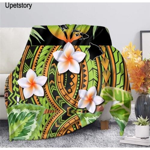 Upetstory Polynesian Plumeria Plush Throw Fleece Blanket Bedspread Sherpa Youth Blanket Couch Quilt Cover Travel Bedding Outlet