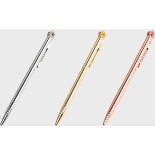 1pc Rose Gold Crown Pen Metal Exquisite Diamond Writing Pen Office School Stationery Birthday Gift