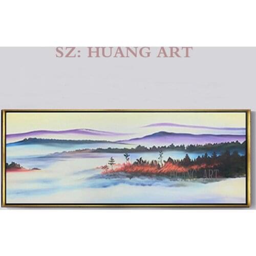 Hand-painted landscape painting canvas abstract long landscape oil painting hand-painted trees modern home decoration wall art h