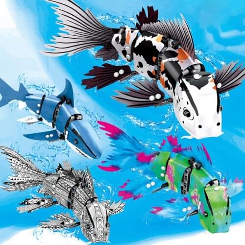 Fish DIY Marine Animal Model Building Blocks Educational Bricks Toys For Children Birthday Gift