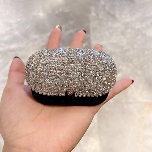 High Grade Ring Box with Rhinestone Flip Earring Packaging Earing Holder Black Gift Box Rings Organizer Jewelry Storage Small