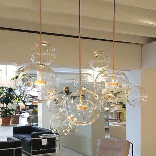 Mid century modern home Decor Glass bubble chandelier Dining room kitchen island lighting hanglamp blown glass chandelier