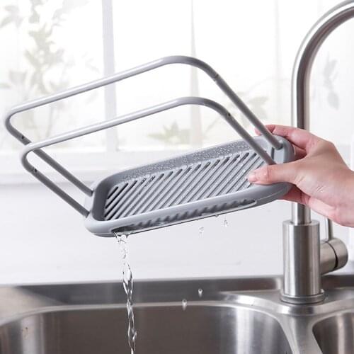 Kitchen Sink Rag Rack Double Rod Soap Storage Rack Kitchen Supplies Rack Storage Rag Rack Household Storage Rack