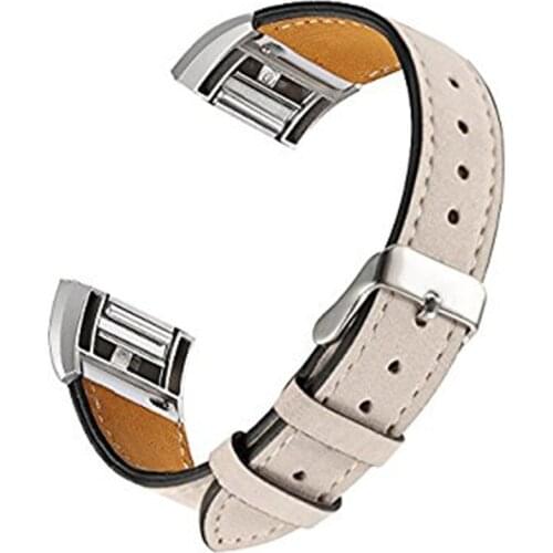 Replacement Classic Genuine Leather Wristband with Metal Connectors Fitness Strap for fitbit charge 2 band Small Large