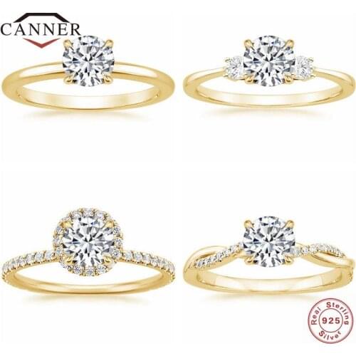 CANNER Exquisite Zircon Crystal 925 Sterling Silver Ring for Women Wedding Engagement Gifts Finger Rings Fine Jewelry Anillo