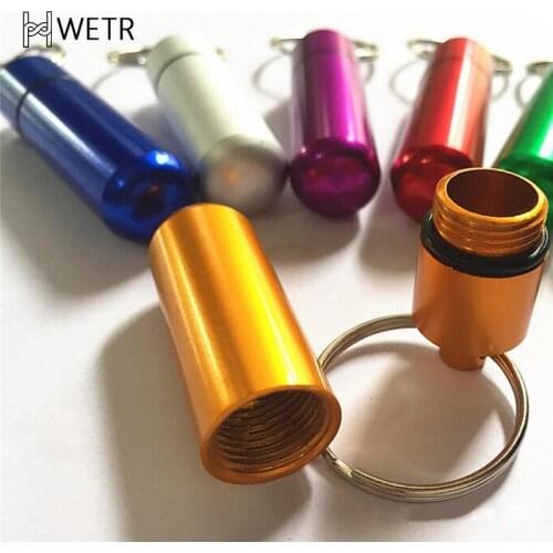 1pc Creative Stainless Steel Medicine Bottle Keychain Case Container Waterproof Holder Aluminum Drug Pill Box Keyring