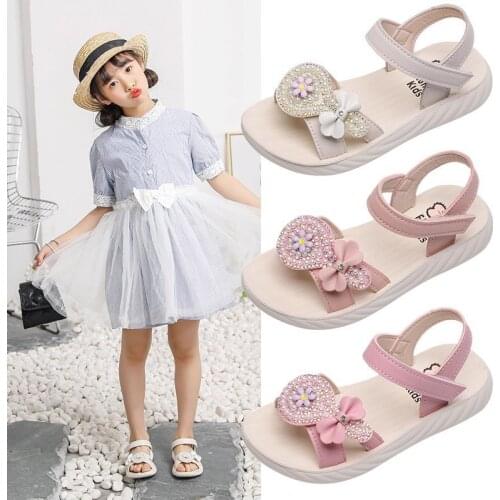 2021 Summer Girls Sandals New Childrens Shoes 21-37 Princess Sandals Childrens Soft-soled Beach Shoes Little Kids Baby Sandals