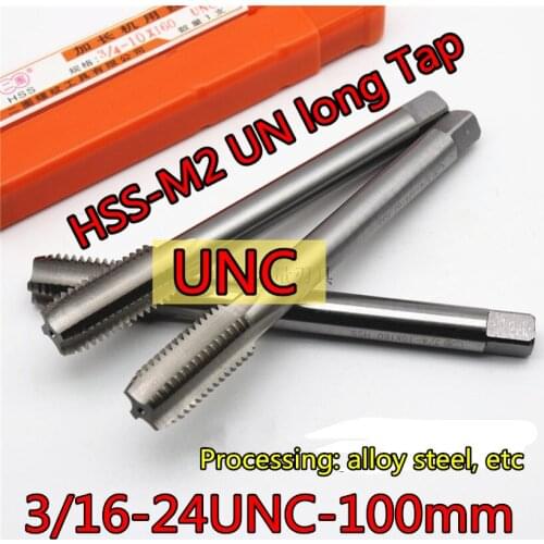 3/16-24UNC -100mm 5pcs/set long HSS-M2 UN tap Processing: alloy steel, etc