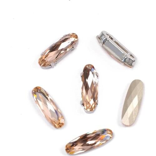 4161 Element All Sizes Light Peach Elongated Baguette Sewn Stones Glass Strass Pointed Back Crystal Rhinestones On Clothes