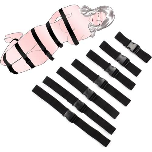 7 Pcs Ribbon bondage belt BDSM Slave restraints bondage strong material black red two colors sex toys for adult games
