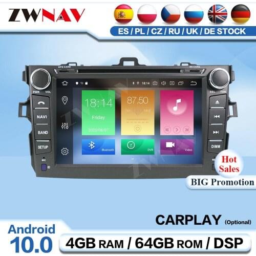 Carplay 2Din Android For Toyota Corolla 2007 2008 2009 2010 2011 2012 2013 Receiver Audio Stereo Video Player GPS Navi Head Unit