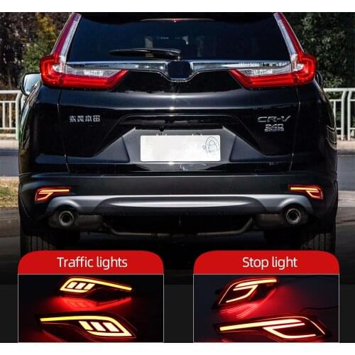 CSCSNL 2Pcs Red Lens LED Rear Bumper Reflector Lamp For Honda CRV CR-V 2017 2018 2019 Tail Brake Light Fog Lamp