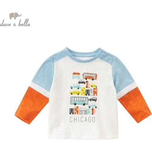 DBA16201 dave bella spring baby boys casual cartoon T-shirt children tops boy kids fashion tees