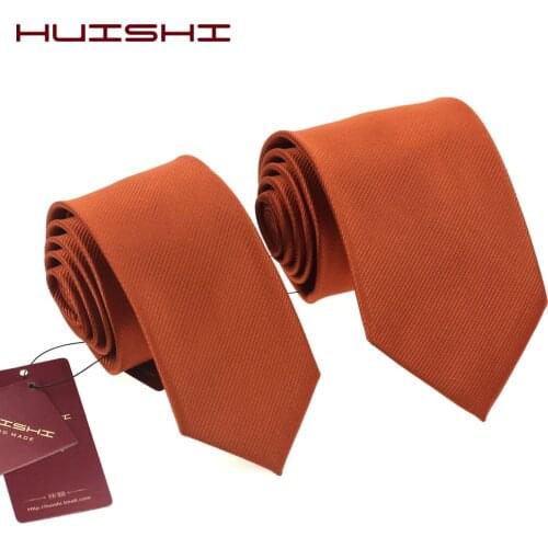 HUISHI Fashion Man New Classic Dark Orange Tie 6cm 8cm Striped Woven Waterproof Business Wedding Party Casual Necktie