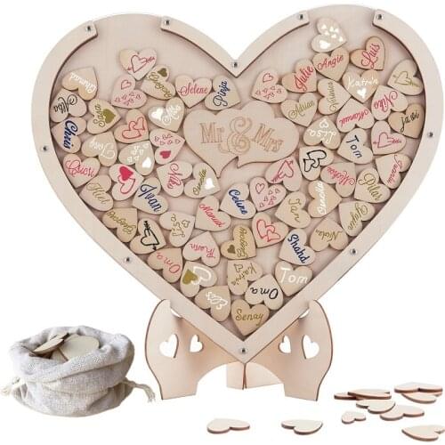 Wedding Guest Book, Y&K Homish Drop Top Frame Sign Book Wooden Hearts, Rustic Wedding Decorations and The Wedding Gift