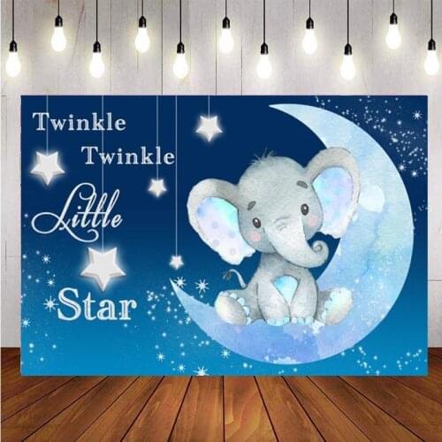 Twinkle Twinkle Little Star Backdrop Elephant Kids Birthday Party Photography Background Photo Studio Decor Banner Prop