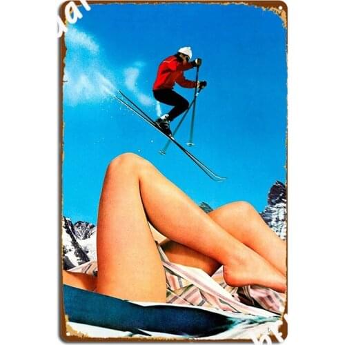 Skiing Time Metal Sign Living Room Design Plaques Club Home Tin Sign Posters