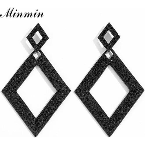 Minmin 3 Colors Crystal Long Drop Earrings Party Fashion Korean Geometric Pandent Earrings Female Wedding Bridal Jewelry MEH1460