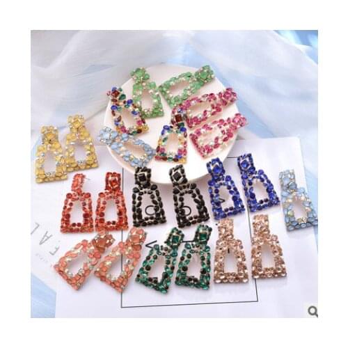 Retro fashion atmospheric metal diamond earrings womens jewelry earrings personality earrings