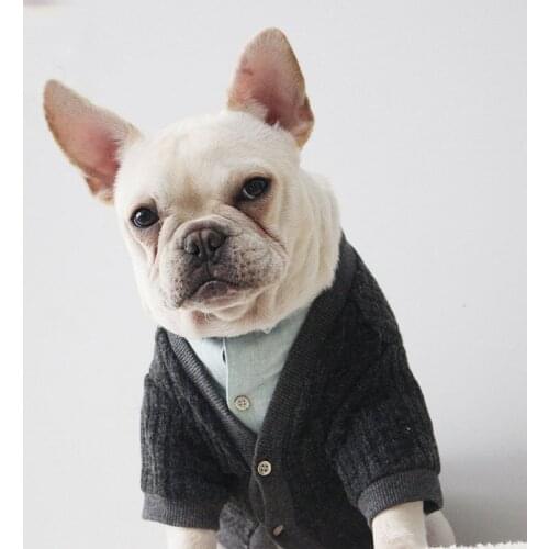 French Bulldog Fashion Winter Cardigan Sweater Pet Dog Clothes for Small Dogs Clothing Chihuahua Cotton Coat Dog Accessories