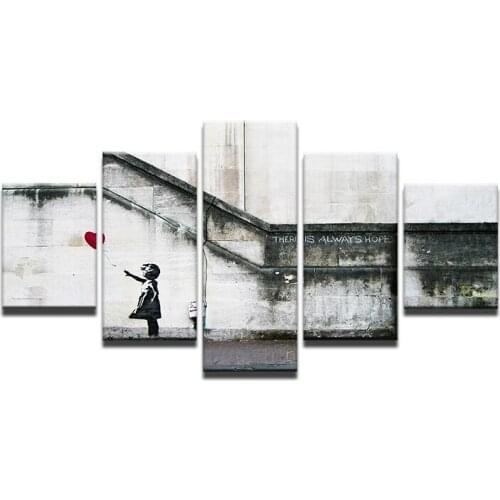 Wall Art Modular Pictures 5 Panels Retro Street Graffiti Stairs Canvas Painting On The Wall Pictures For Living Room Home Decor