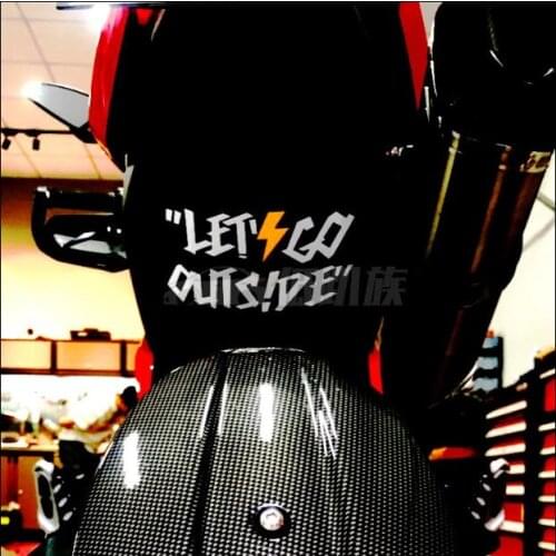 Let' go outside stickers funny words car sticker reflective motorcycle decals vinyl motocross racing stickers for vans bike