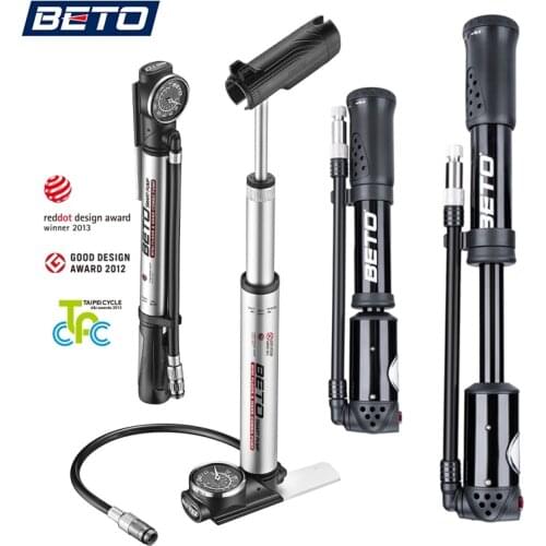 Beto Portable cycling Pump Alloy Combo pump with Gauge 300psi compatible Presta Schrader MTB Road Bicycle Inflator Bike Pump