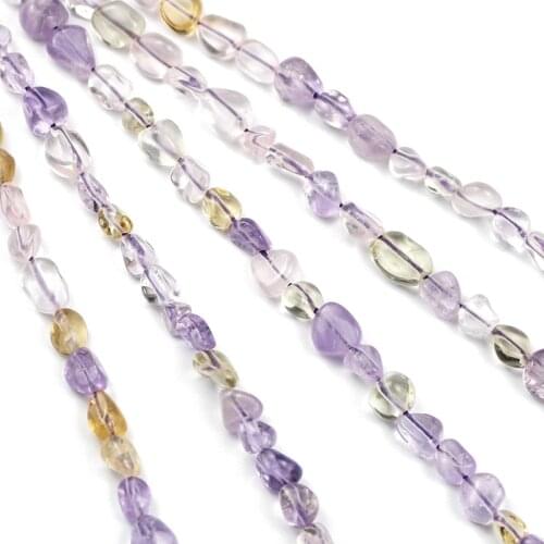 Irregular Tricolor crystal Beads Pink Purple Yellow Natural Stone 4~8mm Spacer Loose Beads for Jewelry Bracelet Making DIY 15in