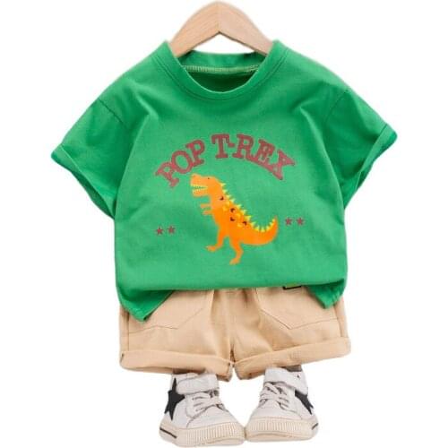 New Summer Baby Boys O-Neck Clothing Toddler Casual Shirt Shorts 2Pcs/Set Children Girls Letter Clothes Kids Cartoon Sport Suits