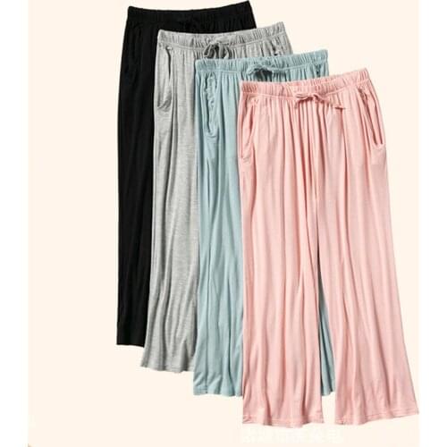 Spring summer new calf length pant womens loose home clothes outside casual wide-leg pant large size modal cotton pajama pants
