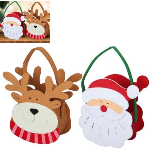 Christmas Present Wrap Candy Bags Santa Claus Snowman Decor Elk Storage Bag