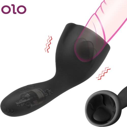 OLO 10 Speeds Tongue Vibrators Oral Sex Sex Toy For Men Male Masturbator Male Glans Trainer Booster Massager Waterproof