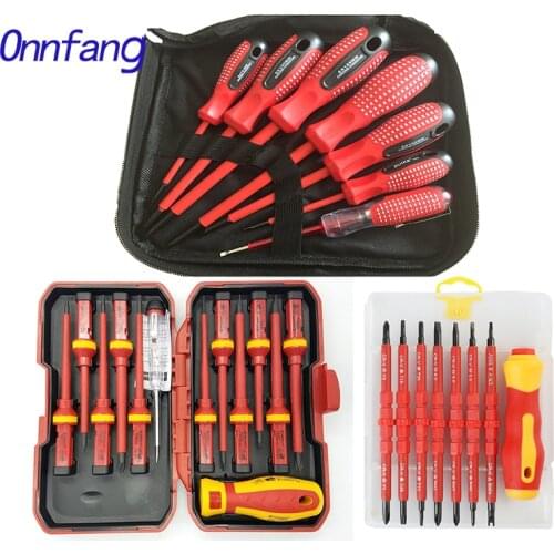 Onnfang 13PC VDE Screwdriver Insulated High Voltage 1000V Durable Special Security CR-V Tool Insulated 7pc Screwdriver optional