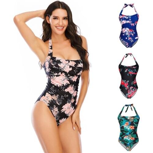 Sexy One Piece Swimsuit Swimwear Women Adjustable Shoulder Swimsuit Halter One-piece Swimsuit Belly Slim Bikini Beachwear