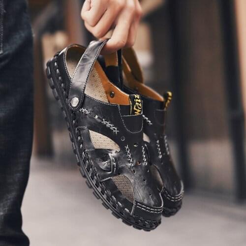 Slip On Sandals Men Shoes Men Sandals Leather For Mens Comfort In Mens Slippers Summer Genuine Breathable White