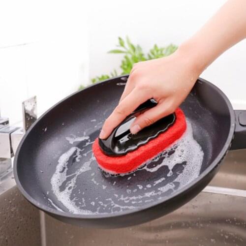 Sponge Cleaning Brush Kitchen Bathroom Toilet Wall Cleaning Bath Brush Handle Sponge Bath BottomBathtub Cleaning Tools