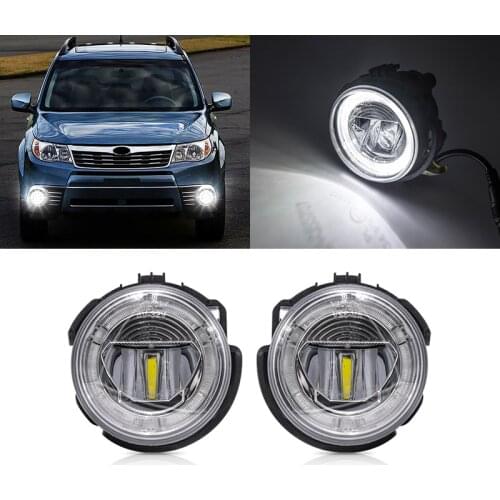 Fit For Subaru Forester 2009-2013 Impreza WRX STi 2008-2010 DRL Halo Led Front Fog Light Assembly Kits Auto Daylights