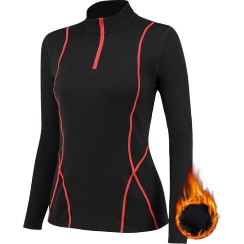 Warmer Sport Tops Thermo Sports Jacket Pajamas Plus Size Winter Women Thermal Underwear Fleece O Neck Zipper Shirt Base