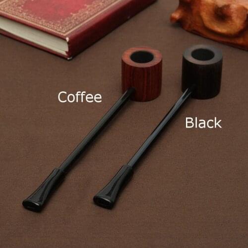 Ebony Wood Pipe Smoking Pipes Portable Smoking Pipe Herb Tobacco Pipes Grinder Smoke Gifts Black/Coffee 2 Colors