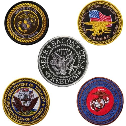 U.S.MARINES ARMY Badges Tactical Patches Naval Special Armband Hook Loop Stickers Stick on Backpack Jacket Decoration