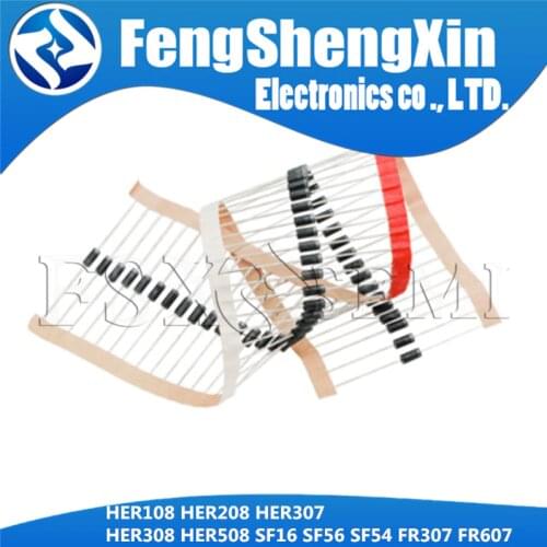 20pcs/lot Rectifier Diode HER108 HER208 HER307 HER308 HER508 SF16 SF56 SF54 FR307 FR607 DO-27